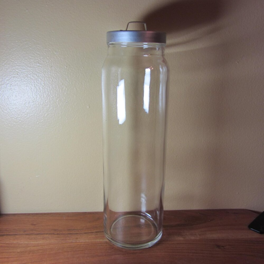 glass storage container tall ikea pasta metal lid (H167)